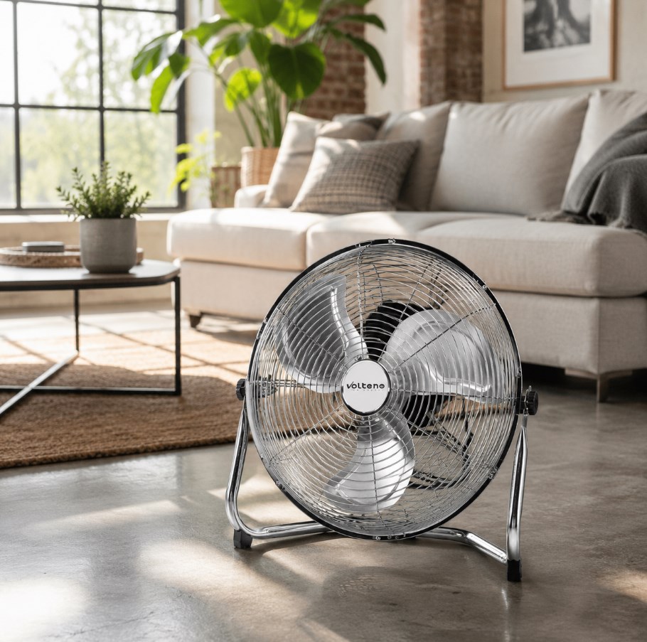 Cyrkulator podłogowy Volteno metalowy chrom 35 cm 55 W